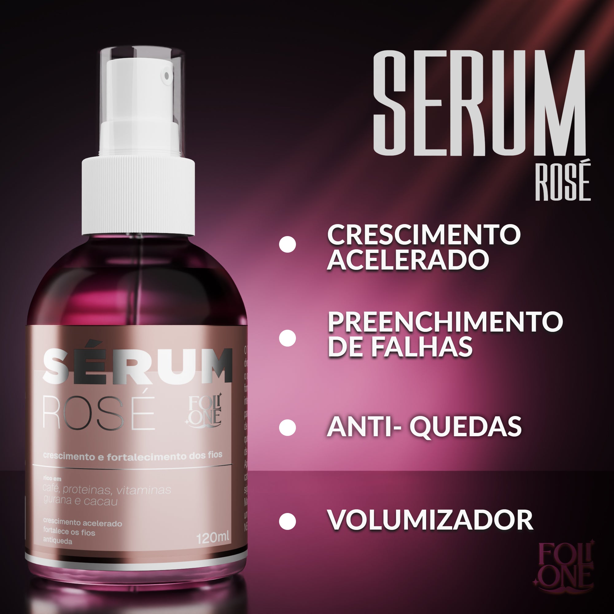 Kit Rosé Shampoo 300ml  com Sérum 120ml