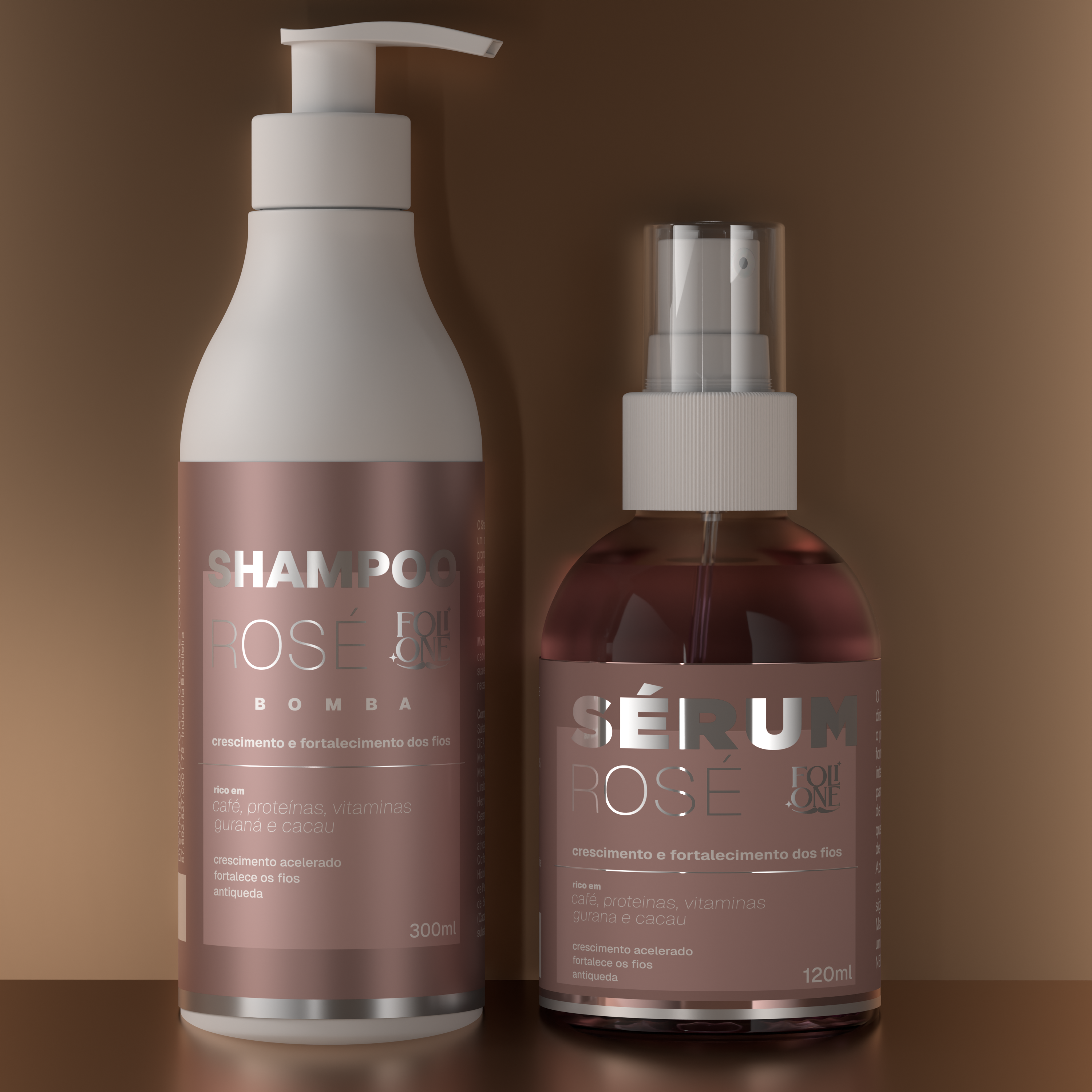 Kit Rosé Shampoo 300ml  com Sérum 120ml
