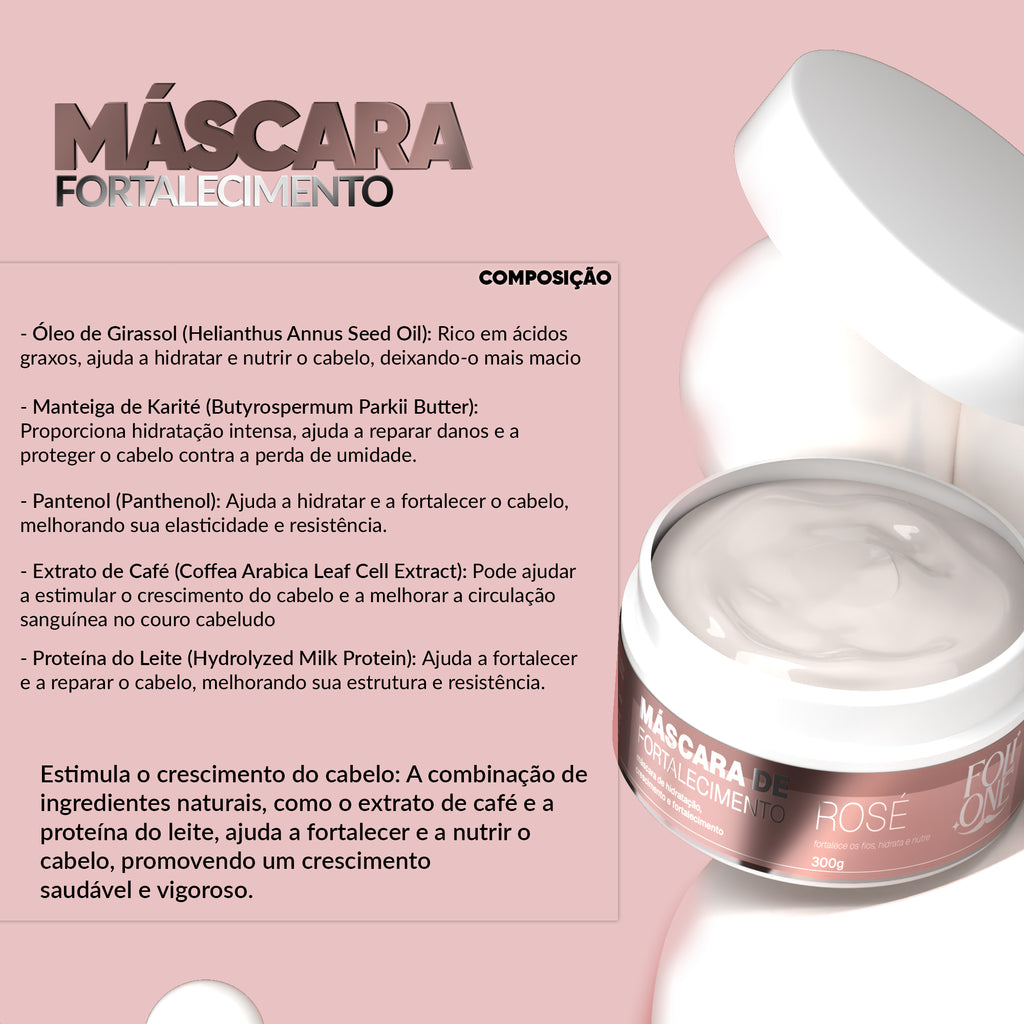 Kit Rosé Shampoo 300ml com Máscara 300ml