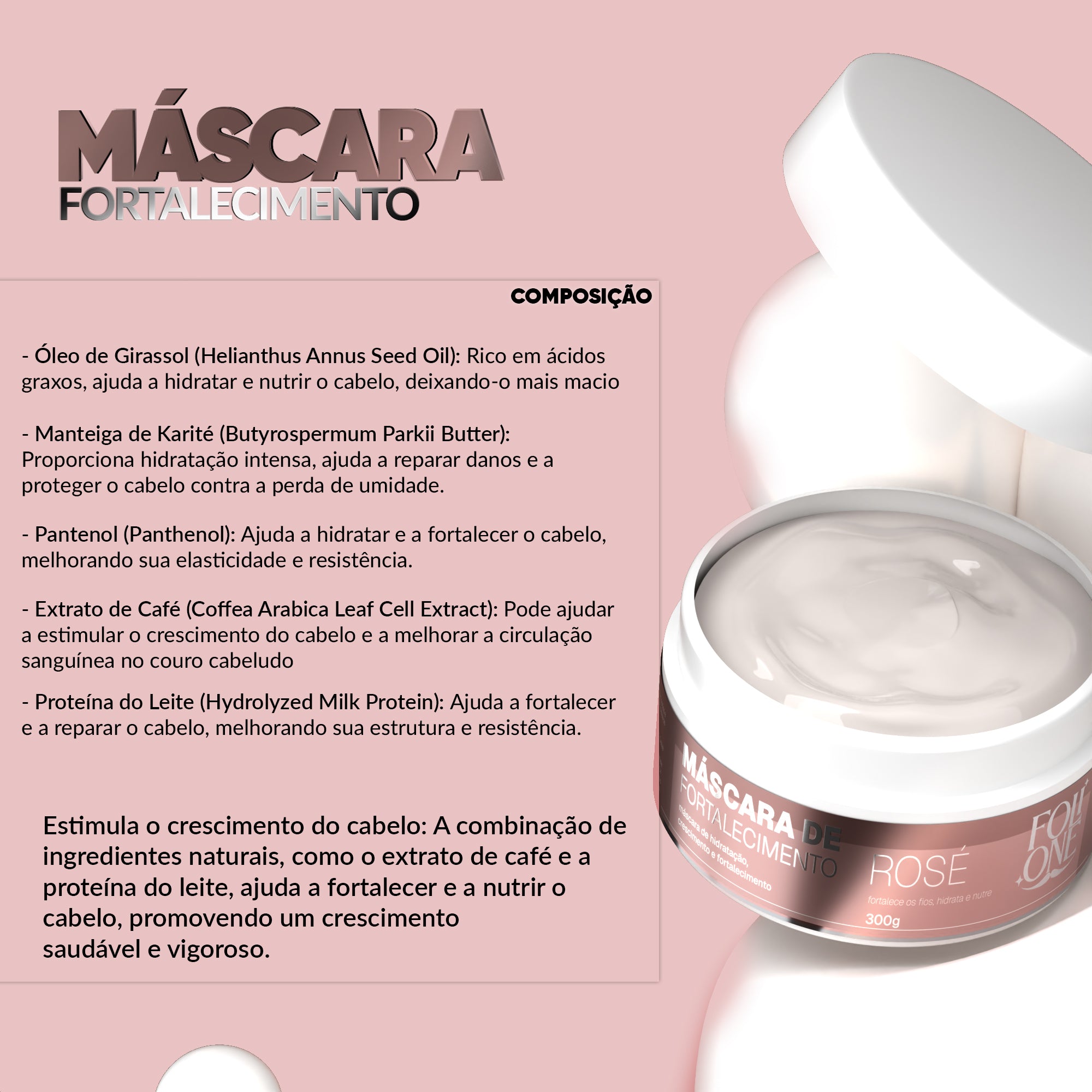 Kit Rosé Shampoo 300ml com Máscara 300ml