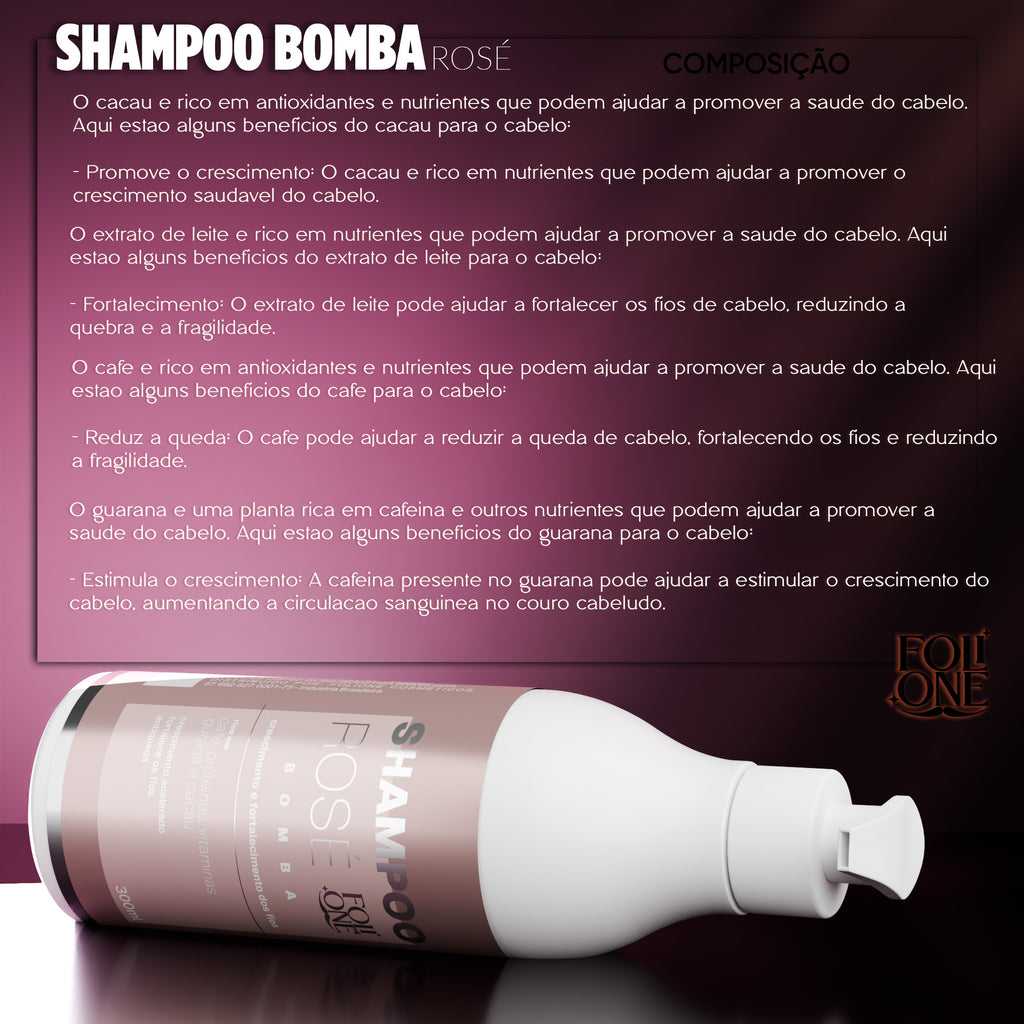 Kit Rosé Shampoo 300ml  com Sérum 120ml