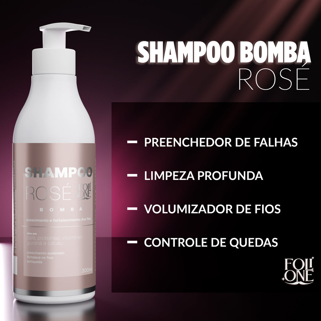 Kit Rosé Shampoo 300ml  com Sérum 120ml