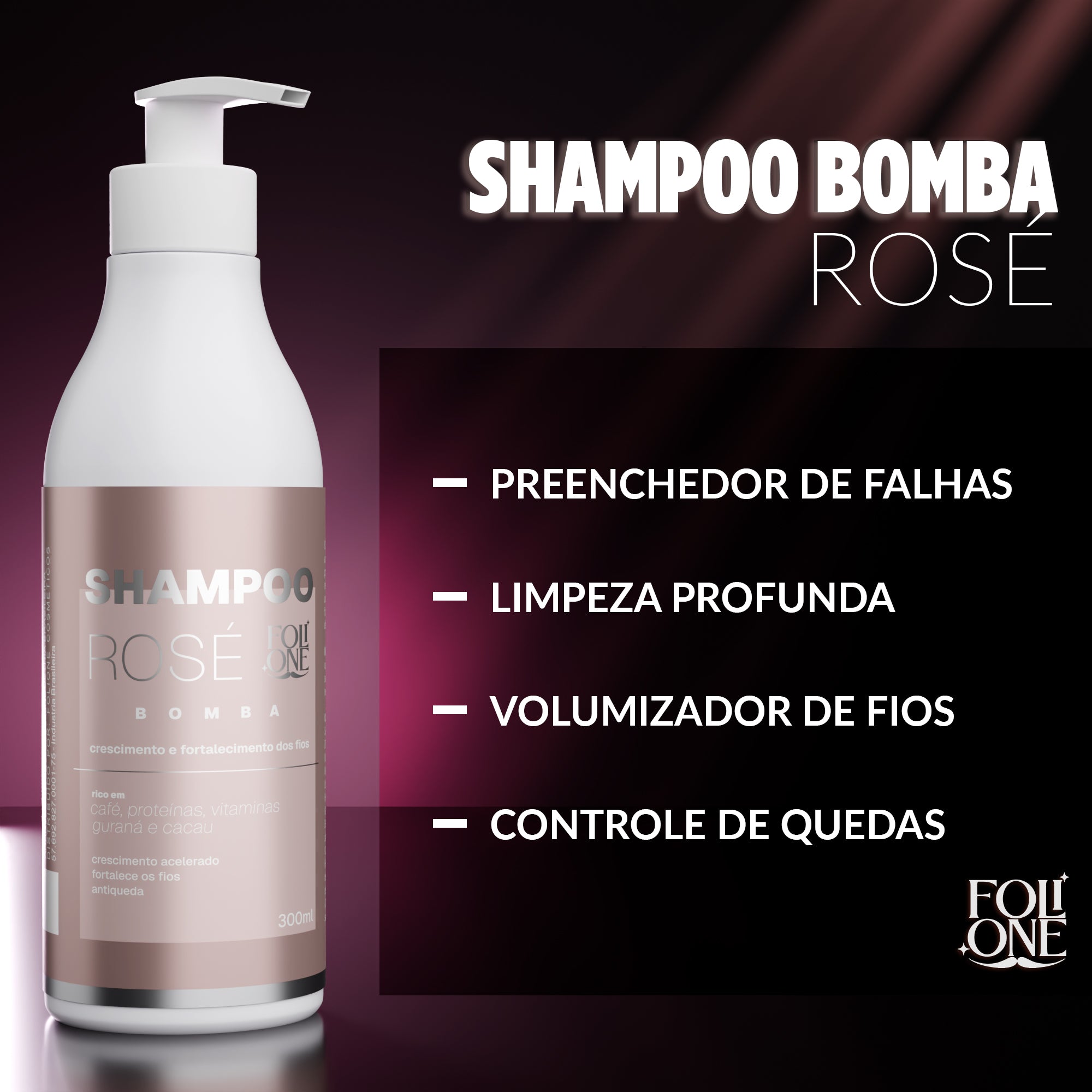Kit Rosé Shampoo 300ml  com Sérum 120ml