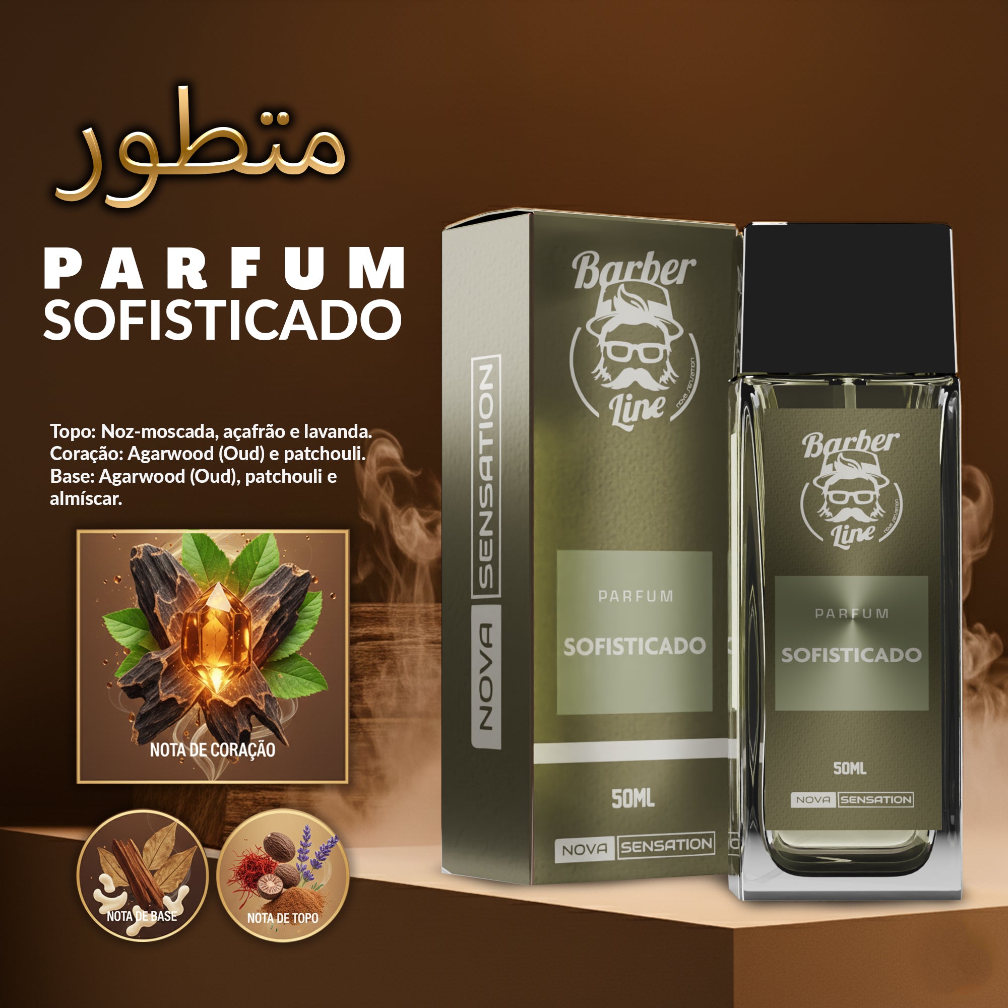 Kit Perfumes Arabes Barber Line Fragrância Masculino